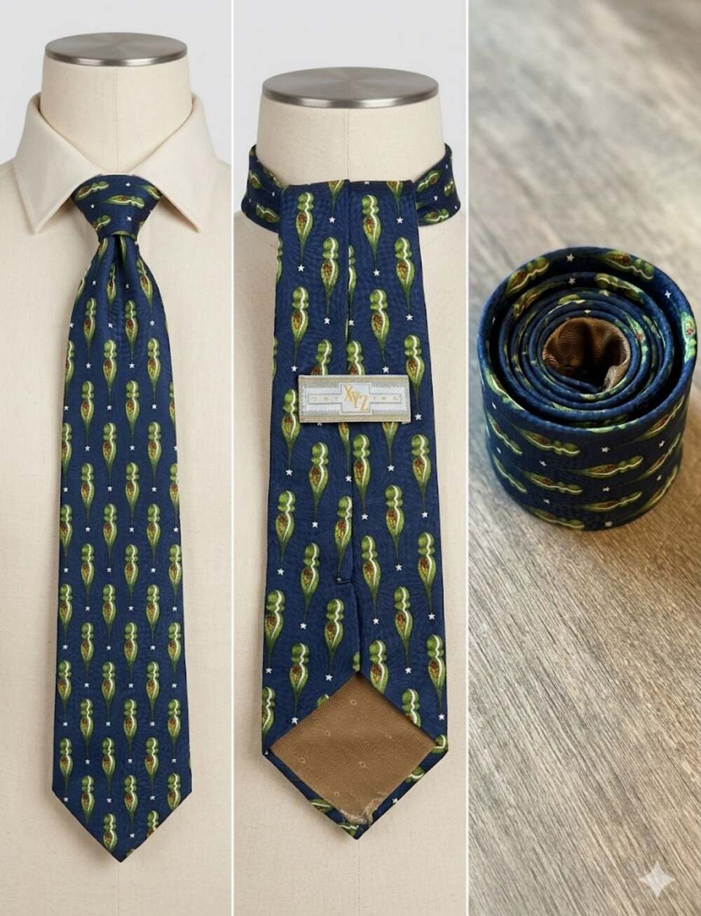 XYZ Inc. Vintage Novelty Print Silk Men's Necktie